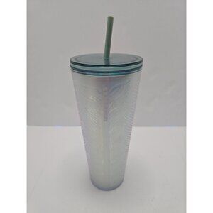 Starbucks 2021 Iridescent Mermaid Tail Tumbler Frosted Cup With Lid Straw 24 Oz